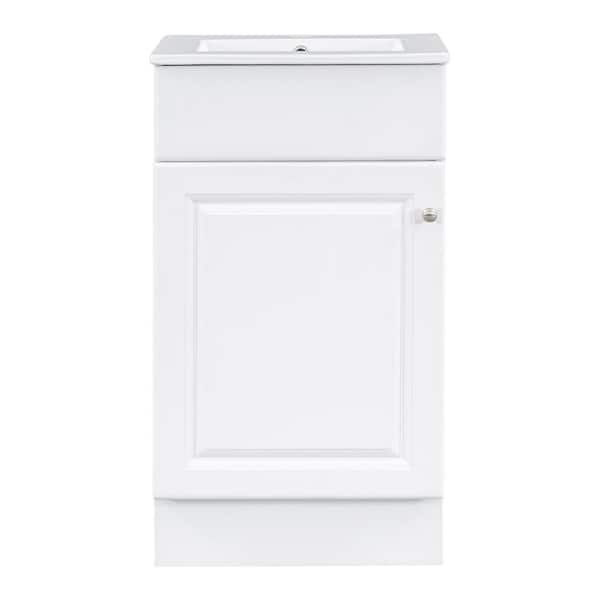 18 in. Freestanding White Bath Vanity with White Ceramic Top Unassembled