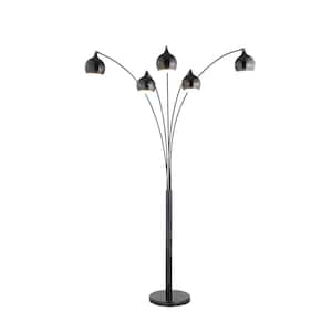 Amore 86 in. Jet Black LED Arc Floor Lamp with Dimmer