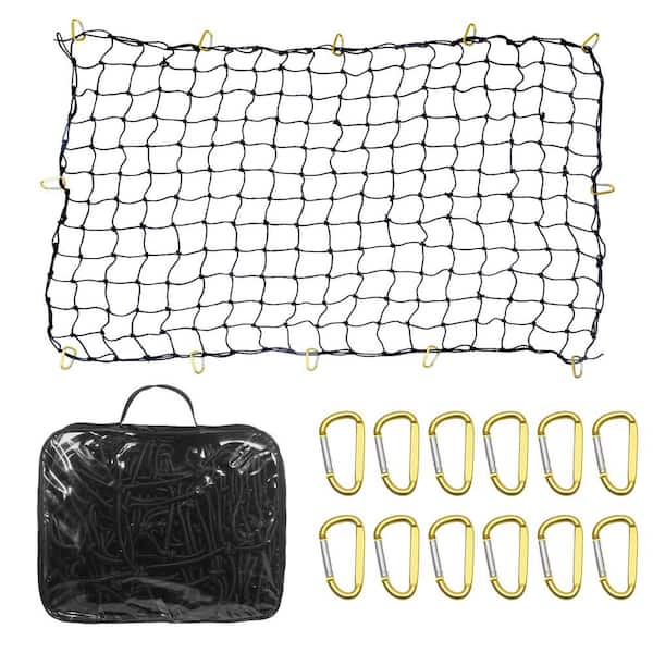 VEVOR Cargo Net, 72 in. x 48 in., Heavy Duty Bungee Cargo Netting, 4 ft. x 6 ft., Rope, Stretches to 7.2 ft. x 10.8 ft.