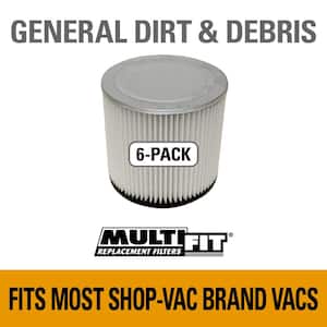General Dirt and Debris Wet/Dry Vac Replacement Cartridge Filter for Most Shop-Vac Branded Shop Vacuums (6-Pack)