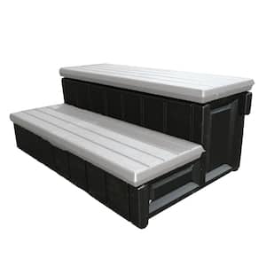 36 in. Resin Spa and Hot Tub Storage Compartment Steps, Gray