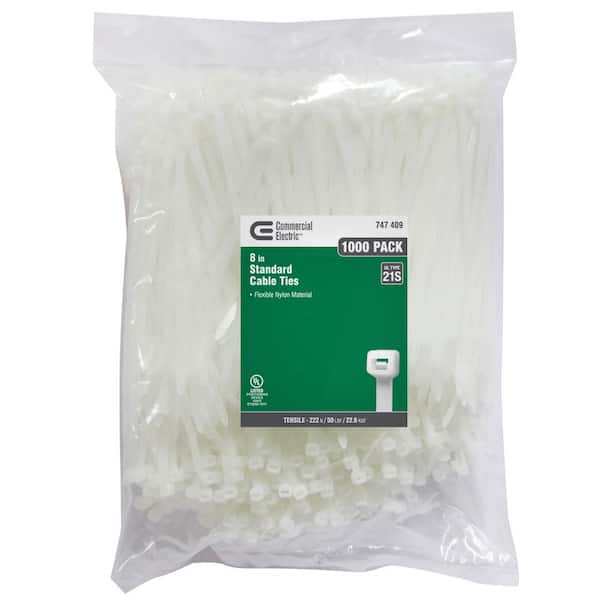 Commercial Electric 8 in. Cable Tie, Natural (1000-Pack)