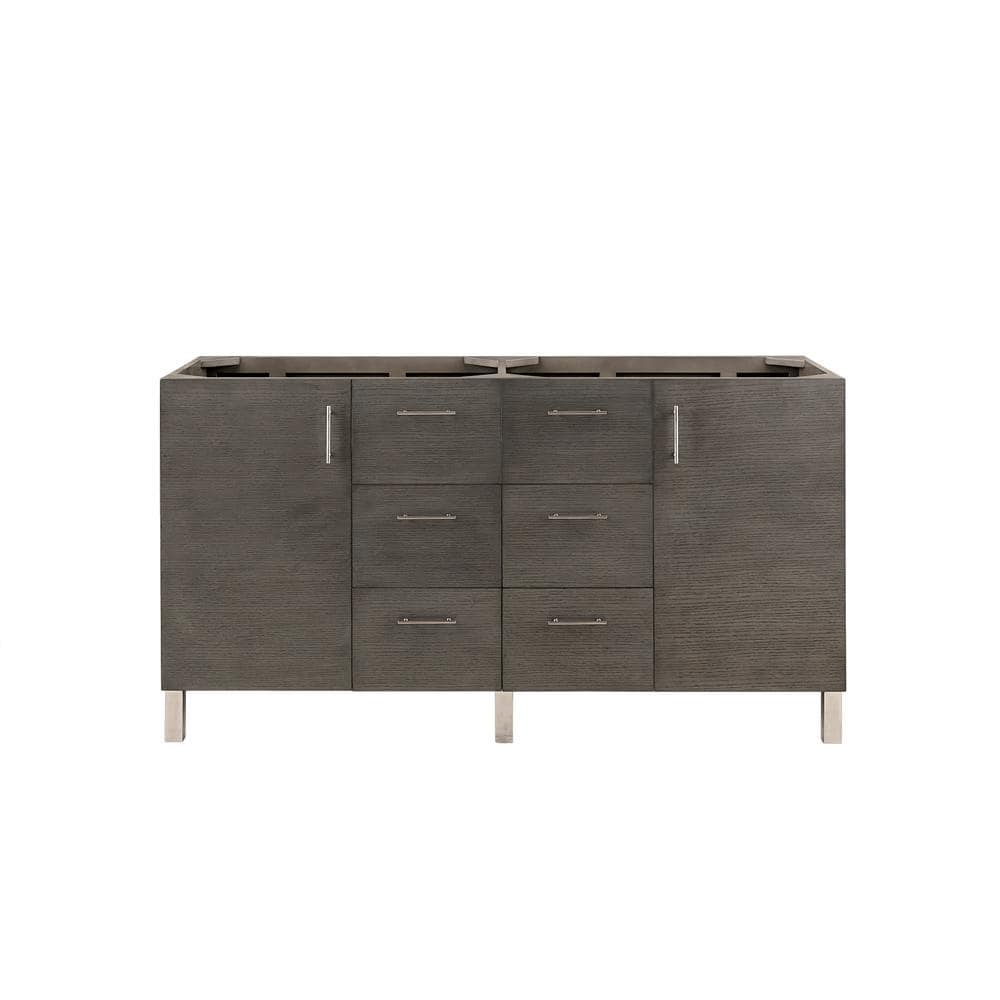 Metropolitan 60 in. W x 22.50 in. D x 32.8 in. H Double Bath Vanity Cabinet without Top in Silver Oak -  James Martin Vanities, 850-V60D-SOK