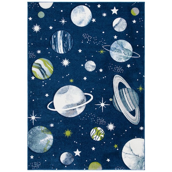 SAFAVIEH Carousel Kids Navy/Ivory Doormat 3 ft. x 5 ft. Galaxy Area Rug