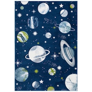 Carousel Kids Navy/Ivory 5 ft. x 8 ft. Galaxy Area Rug