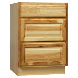 Hampton 24 in. W x 24 in. D x 34.5 in. H Assembled Drawer Base Kitchen Cabinet in Natural Hickory with Drawer Glides