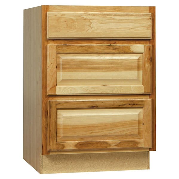 Hampton Bay Hampton 24 in. W x 24 in. D x 34.5 in. H Assembled Drawer Base Kitchen Cabinet in Natural Hickory with Drawer Glides
