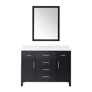 Tahoe 48 in. W x 21 in. D x 34 in. H Single Sink Bath Vanity in Espresso with White Engineered Stone Top with Mirror