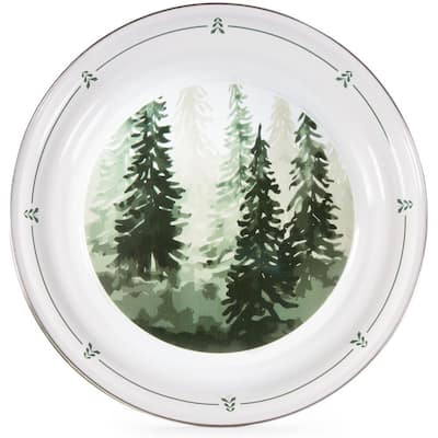 20 in. Dia Round Forest Glen Enamelware Serving Tray