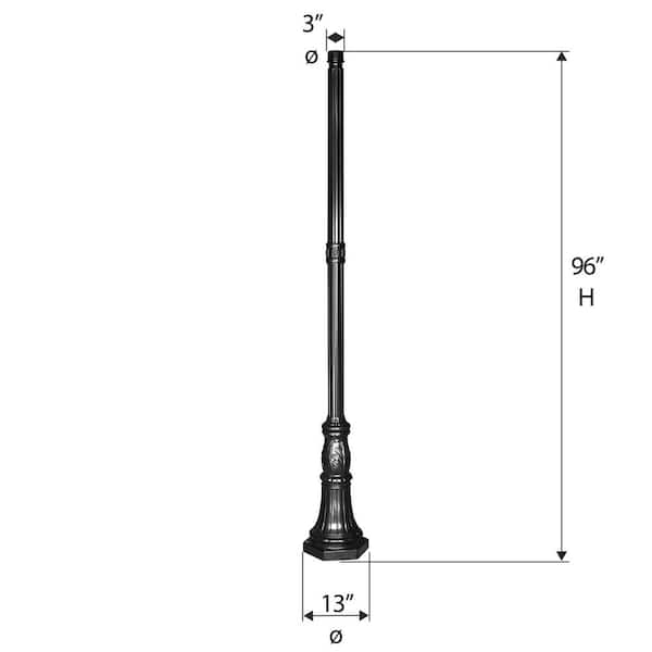 GAMA SONIC 96 in. Black Surface Mount Outdoor Lamp Post CP8F0