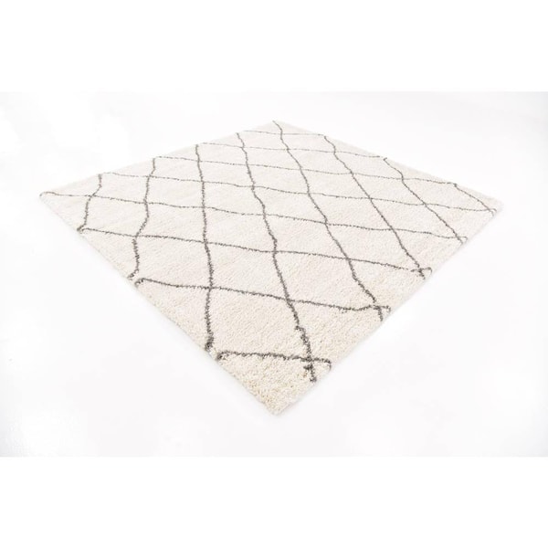 Rabat Shag Trellis Pure Ivory 8' 0 x 8' 0 Square Rug
