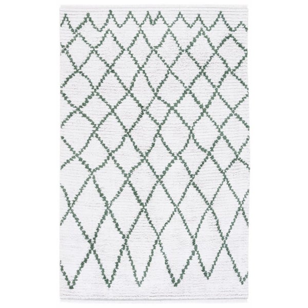 SAFAVIEH Augustine Ivory/Green 5 ft. x 8 ft. Geometric Trellis Area Rug
