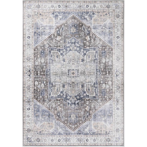 Abani Paloma Brown 7 ft. 9 in. x 10 ft. 2 in. Oriental Polyester Area Rug