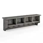 Pomona 48 in. Metal and Reclaimed Wood Entryway Coat Hook with Storage Cubbies, Slate Gray