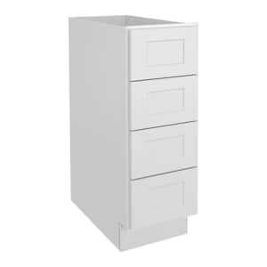 12 in. W x 24 in. D x 34.5 in. H in Shaker White Plywood Ready to Assemble Floor Base Kitchen Cabinet with 4 Drawers