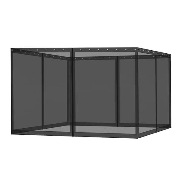 12 ft. x 16 ft. Universal Replacement Mosquito Netting for Patio Gazebos with Zippers (Mosquito Net Only)-Black