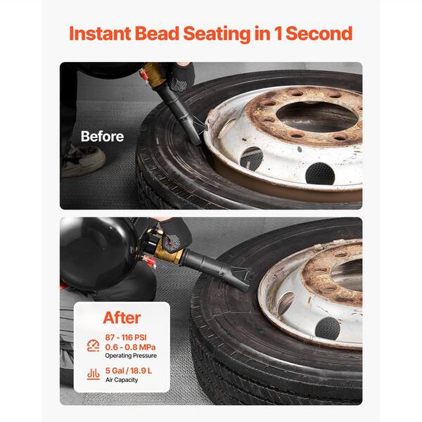 SKYSHALO Air Tire Bead Seater, Black, 5 Gal. / 18.9 L, Heavy Duty