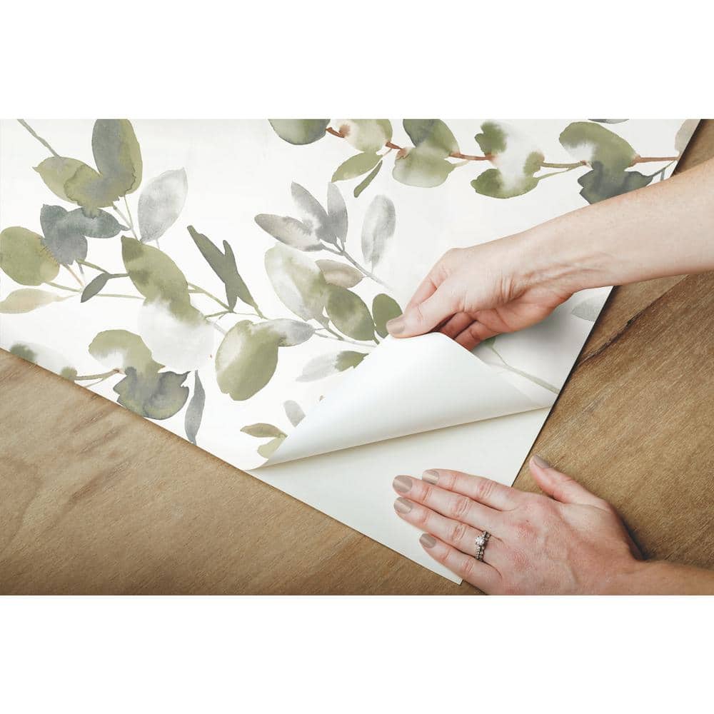 Green Joyful Eucalyptus Peel and Stick Vinyl Wallpaper