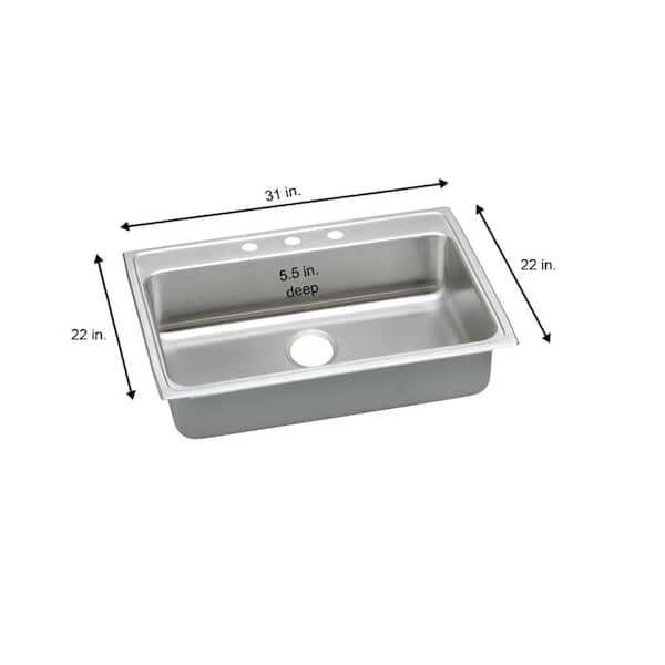 Lustertone 31 in. Drop-in Single Bowl 18-Gauge Stainless Steel Kitchen ADA Sink Only