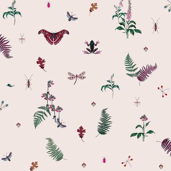 JOULES Joules Midnight Beasts Blush Creme Matte Non Woven Removable Paste The Wall Wallpaper Sample