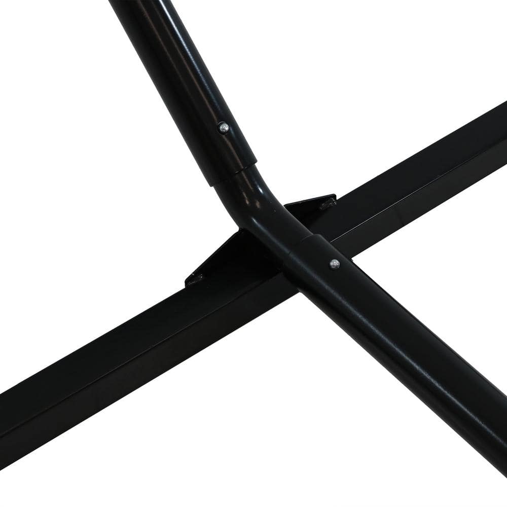 15 ft Black Heavy-Duty Steel Hammock Stand with Adjustable Hooks