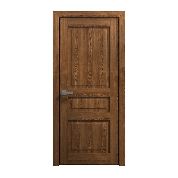 28 in. x 80 in. Marble Oak Solid Wood Swing Door With Hardware