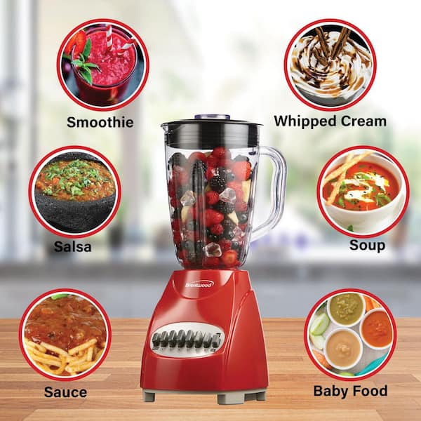 Blender 本体 レッド 大容量 キッチン家電 Brentwood 42 oz. 12-Speed Red Electric Blender with Glass Jar