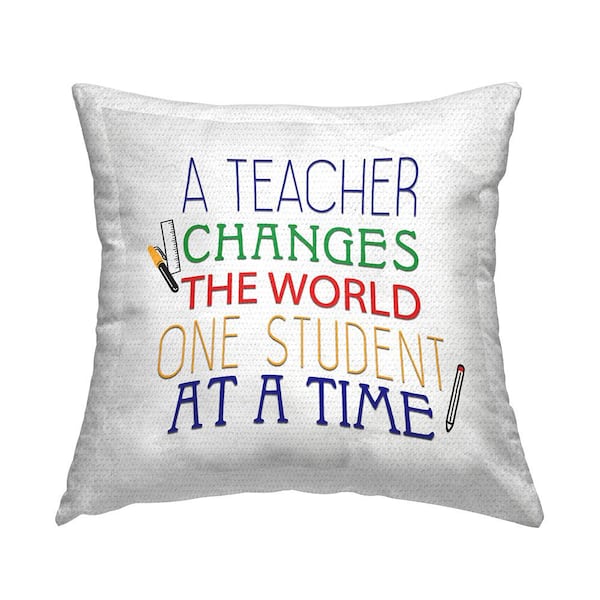 Stupell Industries One Student At A Time Multi-Color Square Outdoor Throw Pillow