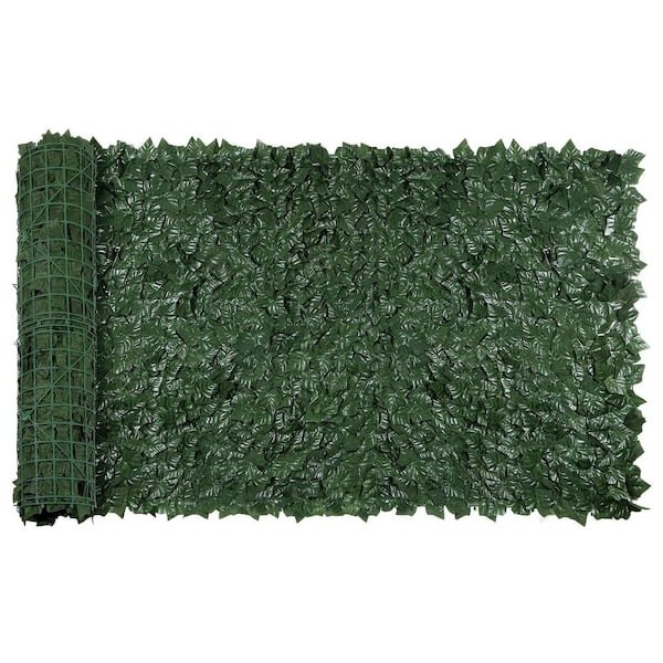 59 in. Plastic Garden Fence Faux Ivy Vine Leaf Decoration Screen Garden Dark Green