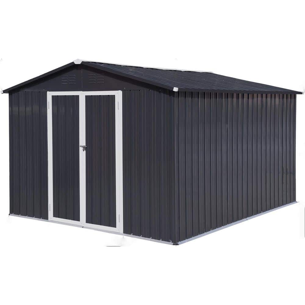 Hot Sale 10 ft. W x 12 ft. D Gray Metal Outdoor Storage Shed with Vents Loc
