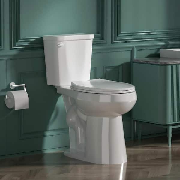 20 in. ADA Height Toilet 2-Piece 1.28 GPF Single Flush Round Heightened Toilet in White Soft-Close Seat 12 in. Rough In