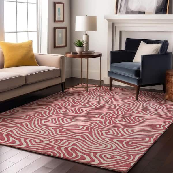 Mayfield Premium Machine Washable Abstract AMF1030 Blush 5 ft. x 7 ft. 6 in. Area Rug