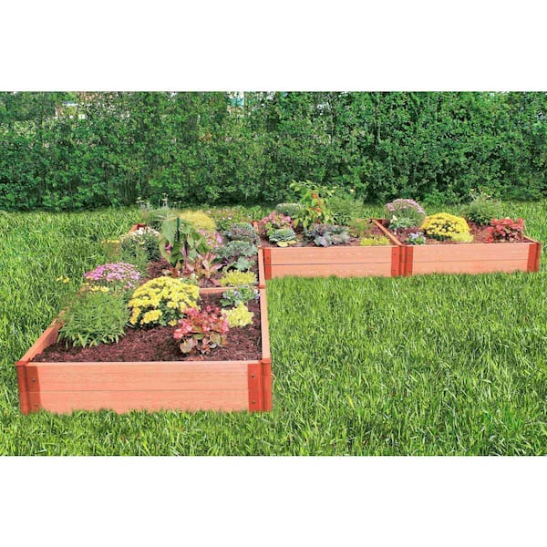 Two Inch Series 12 ft. x 12 ft. x 11 in. L Shaped Classic Sienna CompositeRaised Garden Bed Kit