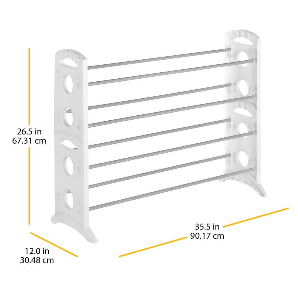 Whitmor 4-Tier Silver and White Metal and Plastic Shoe Rack