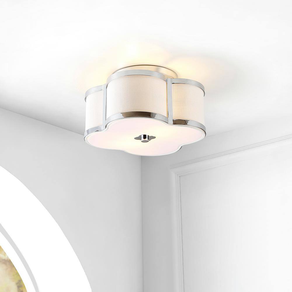 Modern Chrome Glass LED Flush Mount Chandelier, 13"