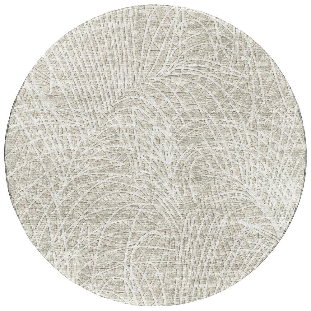 Rylee Beige 8 ft. x 8 ft. Geometric Indoor/Outdoor Area Rug