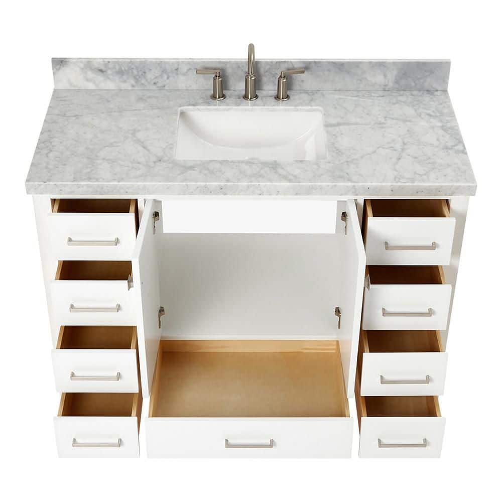 Cambridge 49" White Marble Top Single Sink Vanity