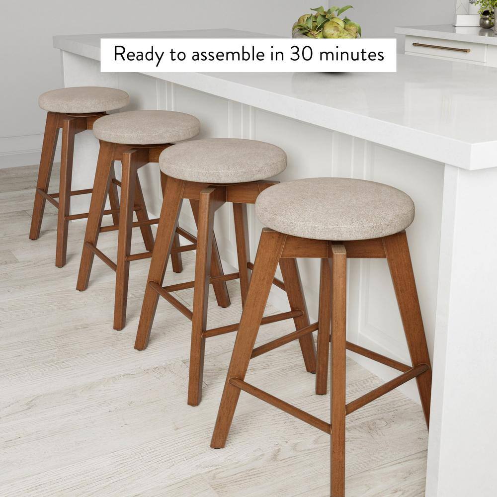 Amalia 26'' Antique Coffee and Natural Wheat Swivel Counter Stools