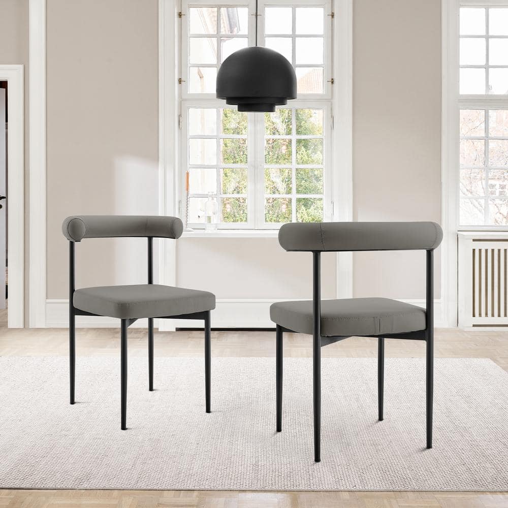 Shannon Gray Faux Leather and Metal Dining Chairs Set of 2