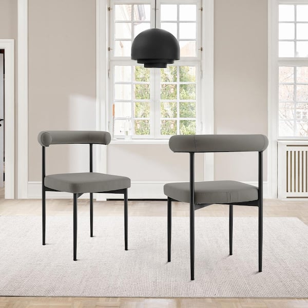 Armen Living Shannon Light Gray Faux Leather Armless Dining Chair Set of 2