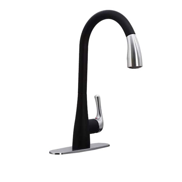 Westbrass Single Handle Touchless Motion Sensor Kitchen Faucet with Pull Down Sprayer Head, Matte Black/Stainless Steel