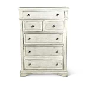 Highland Park 5-Drawer Rustic Ivory Chest of Drawer (40 in. Depth x 19 in. Width x 56 in. Height)