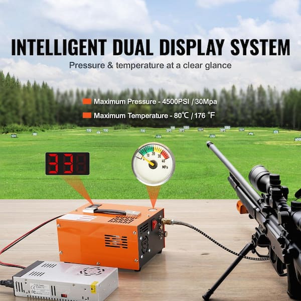 PCP Air Rifle Pump 0.4 Gal. 4500 PSI Portable Electric Pancake Air Compressor with External Power Adapter Built-in Fan