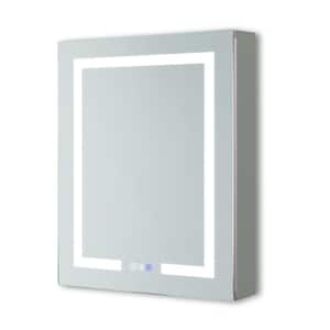 24 in. W x 30 in. H Silver Surface Mount Frameless Medicine Cabinet with Mirror with LED Light