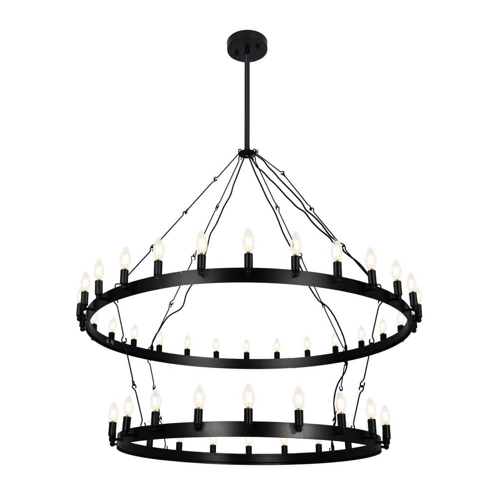 Modern 48-Light Black Rustic Circular Chandelier for Living Room with no bulbs included price history on PriceWatchPro