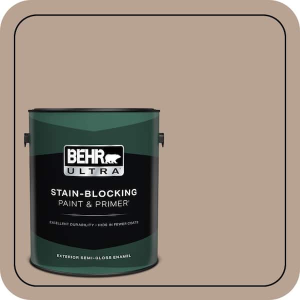 BEHR ULTRA 1 gal. #N190-4 Rugged Tan Semi-Gloss Enamel Exterior Paint & Primer