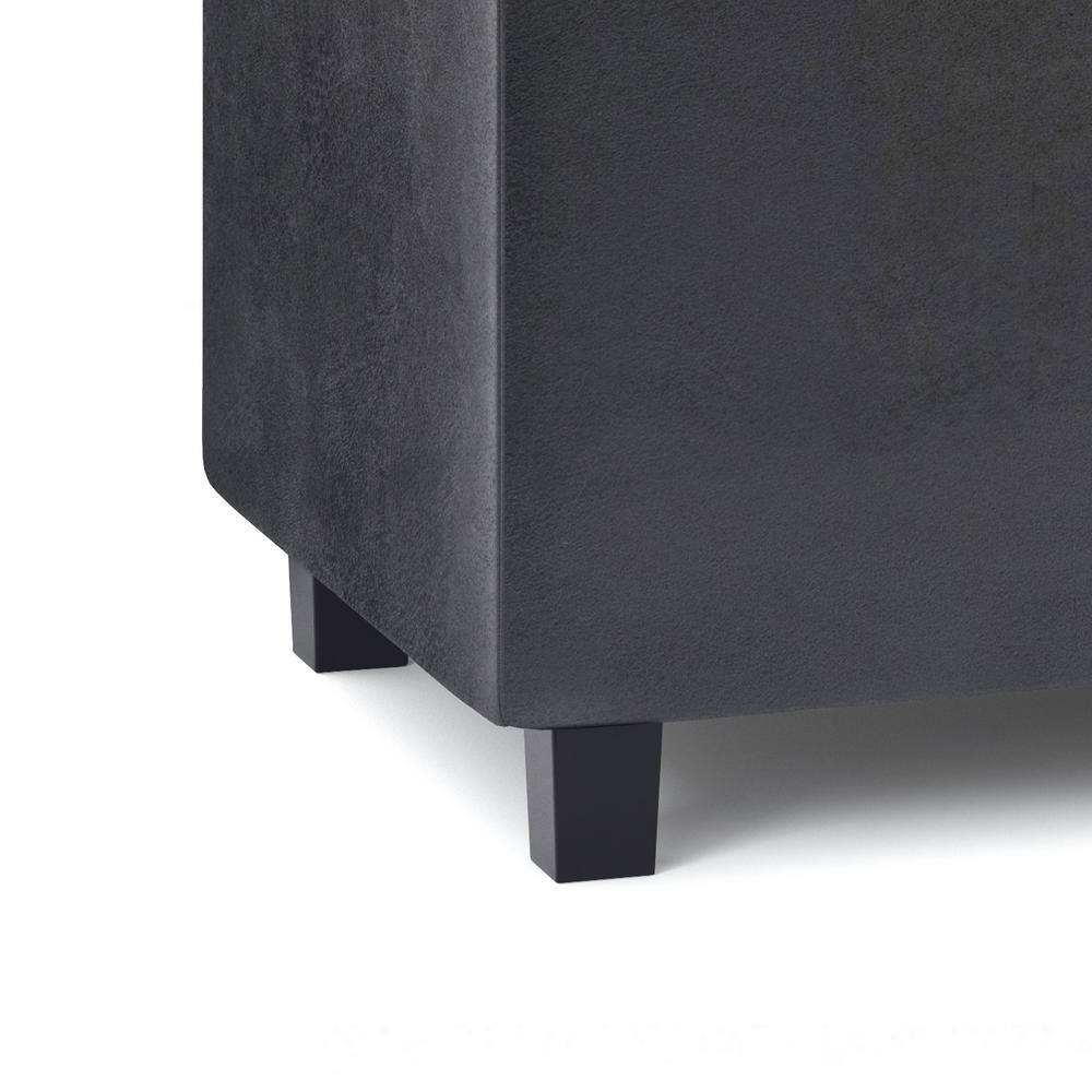 Cosmopolitan Distressed Black Tufted Footstool with Storage