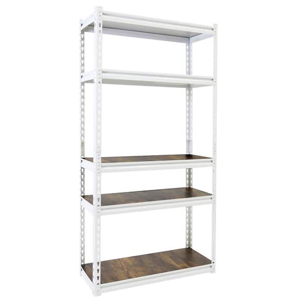 White 5-Tier Boltless Tier Height Adjustable Steel GarageStorage Rack Shelving Units (36" W x 18" D x 72" H)