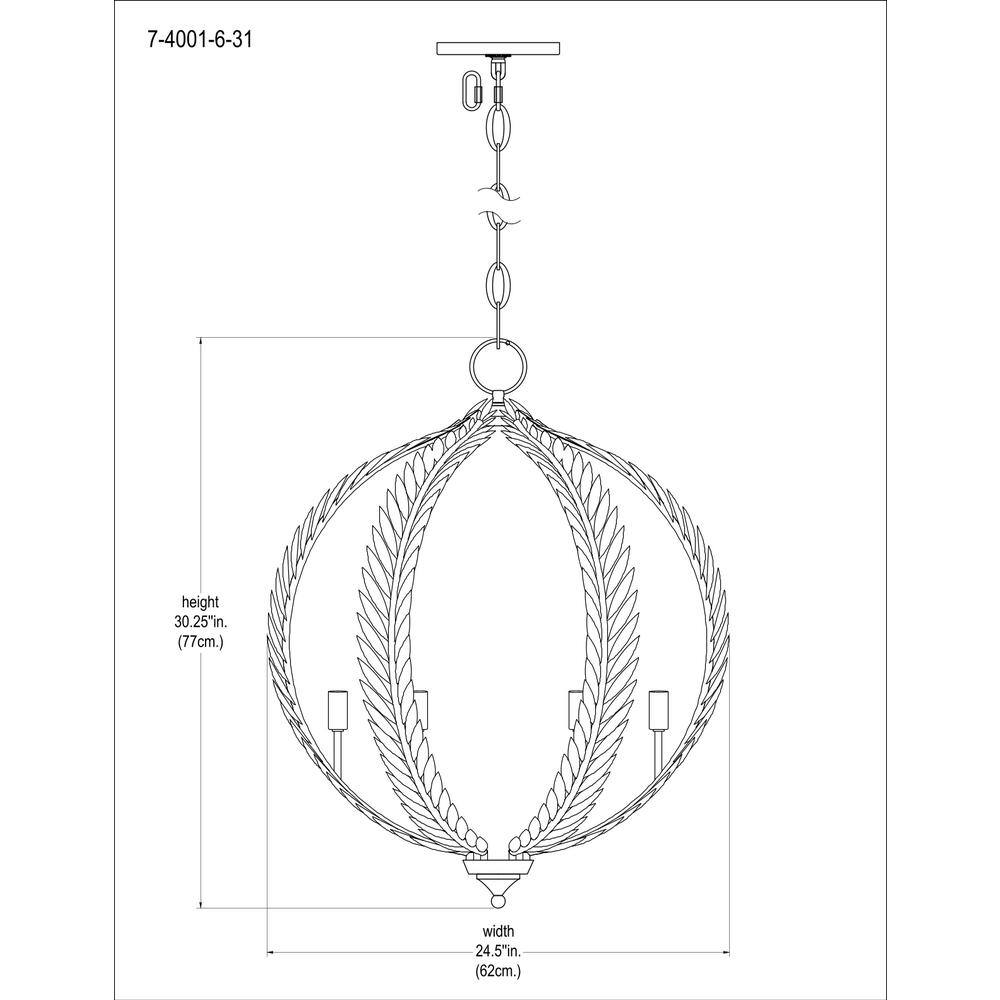 Atlas Grecian Gold 6-Light Metal Pendant