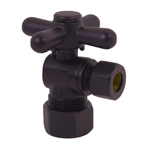 5/8 in. IPS x 3/8 in. O.D. Compression Outlet Angle Stop with 1/4-Turn Cross Handle, Oil Rubbed Bronze
